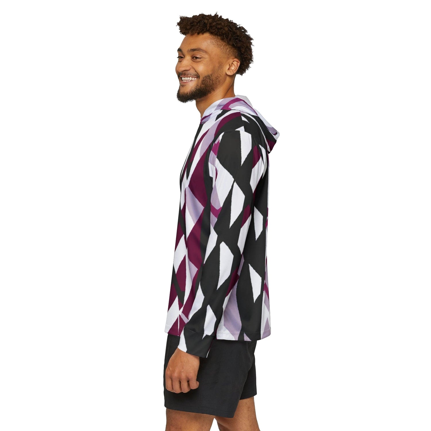 Mens Sports Performance Graphic Hoodie - Pink Mauve Pattern