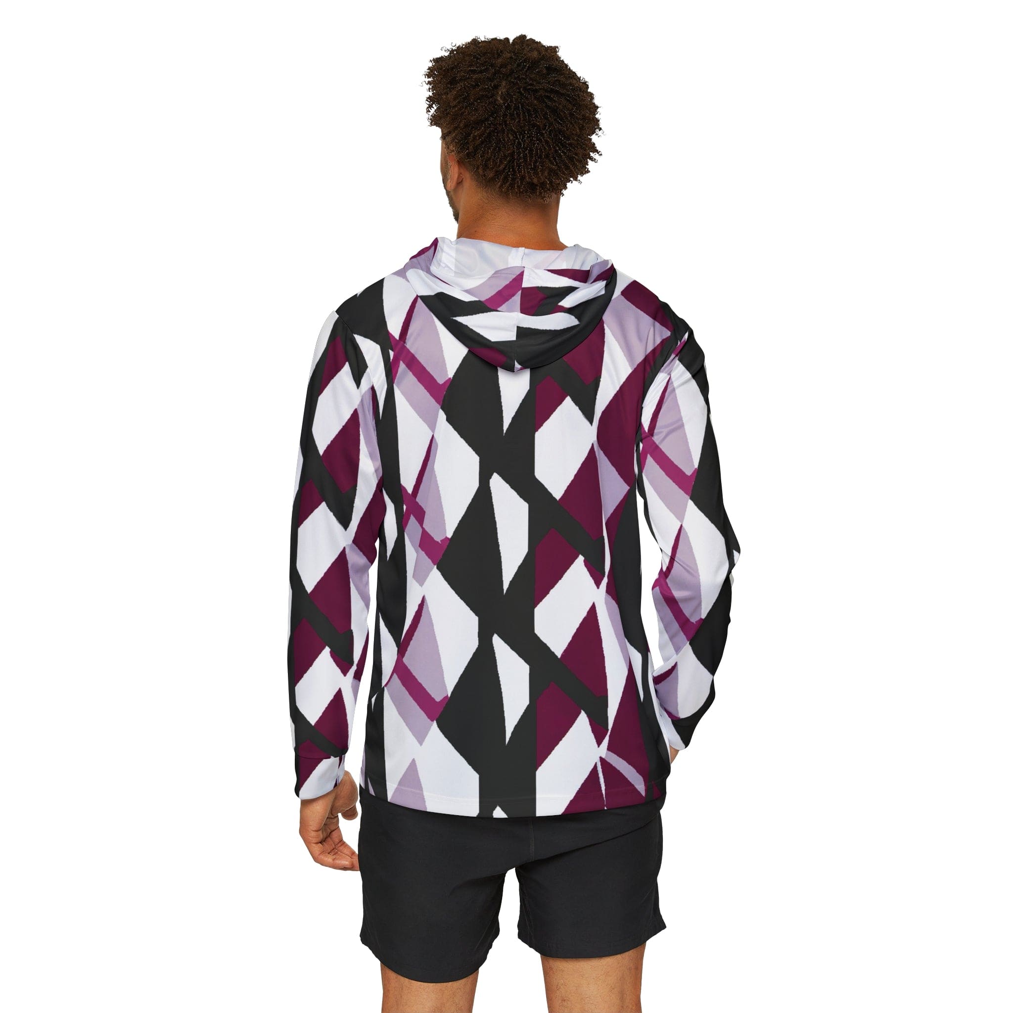 Mens Sports Performance Graphic Hoodie - Pink Mauve Pattern