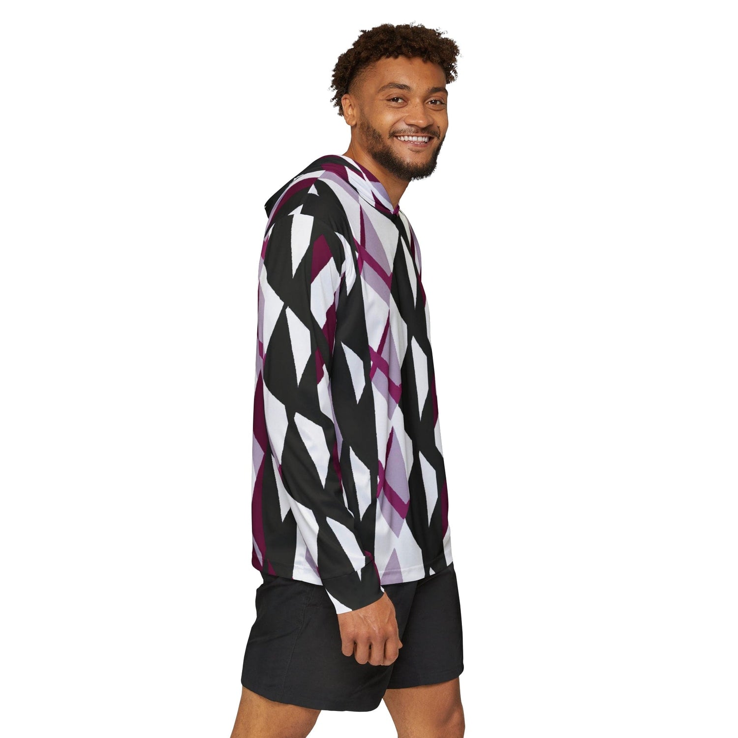 Mens Sports Performance Graphic Hoodie - Pink Mauve Pattern