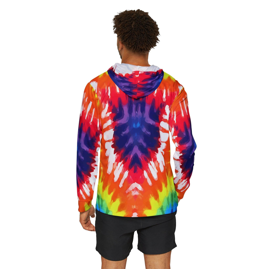 Mens Sports Performance Graphic Hoodie - Psychedelic Rainbow Tie Dye