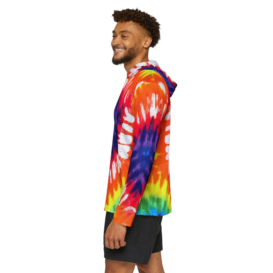 Mens Sports Performance Graphic Hoodie - Psychedelic Rainbow Tie Dye