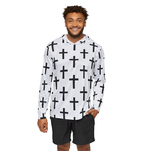 Mens Sports Performance Graphic Hoodie - Seamless Cross Pattern