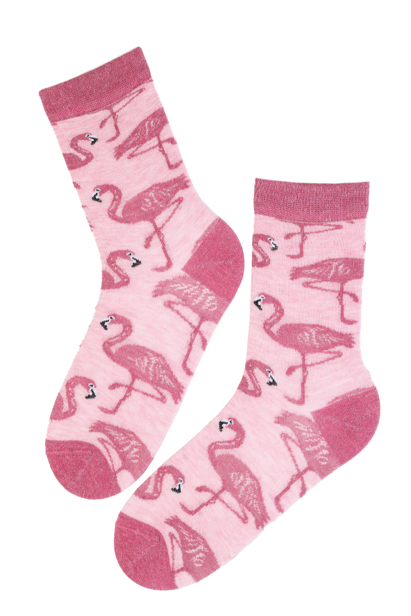 MIAMI angora wool socks with flamingos