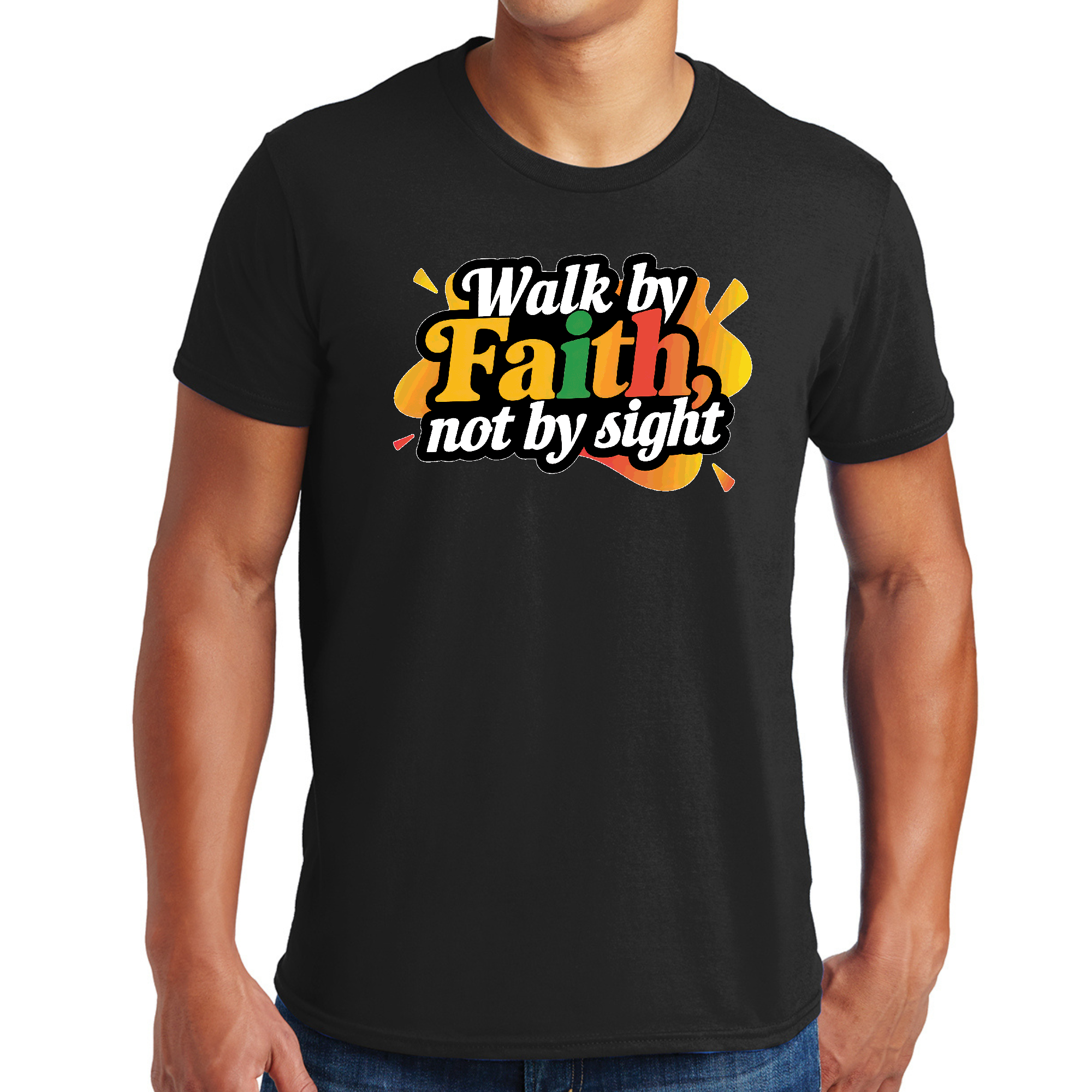 Mens Graphic T-shirt Walk by Faith, not by Sight