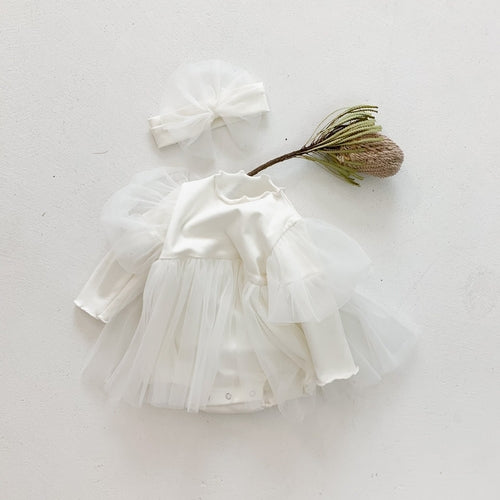 Baby Girl Mesh Tutu Skirt With Solid Top Dress In Spring