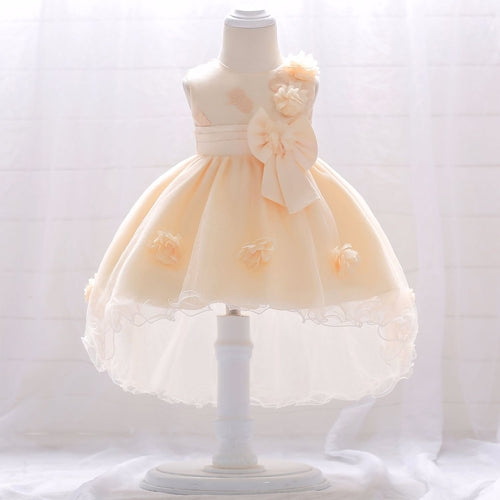 Baby Girl Full Moon Christening Trailing Tutu Formal Dress