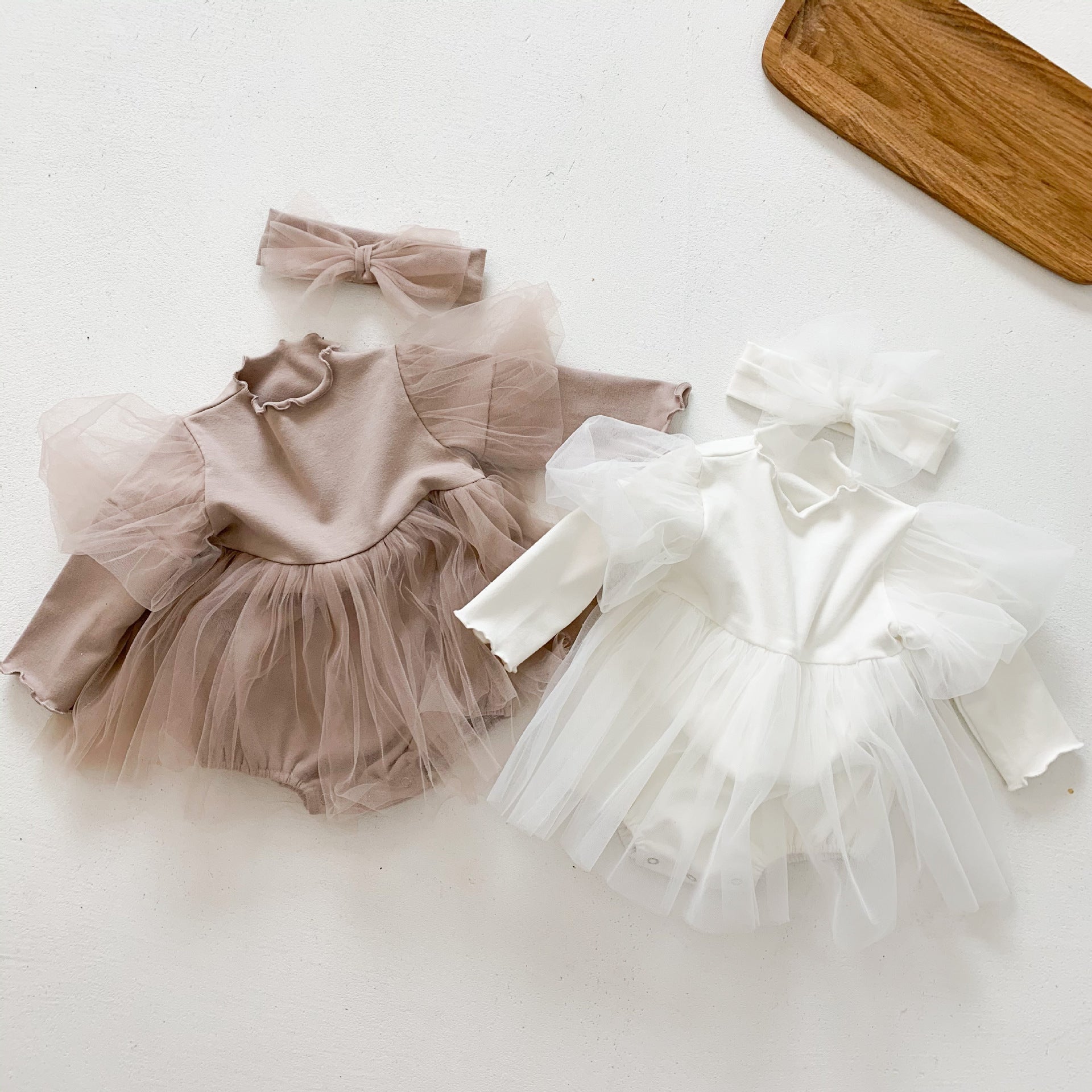 Baby Girl Mesh Tutu Skirt With Solid Top Dress In Spring