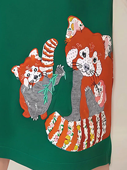 Striped Dress for Girls, European and American Cute Animals Cartoon