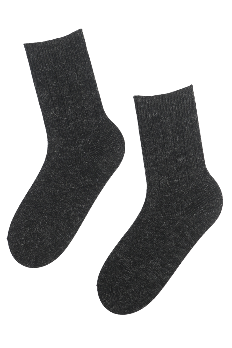 Alpaca wool black rib patterned socks for men ALPAKA