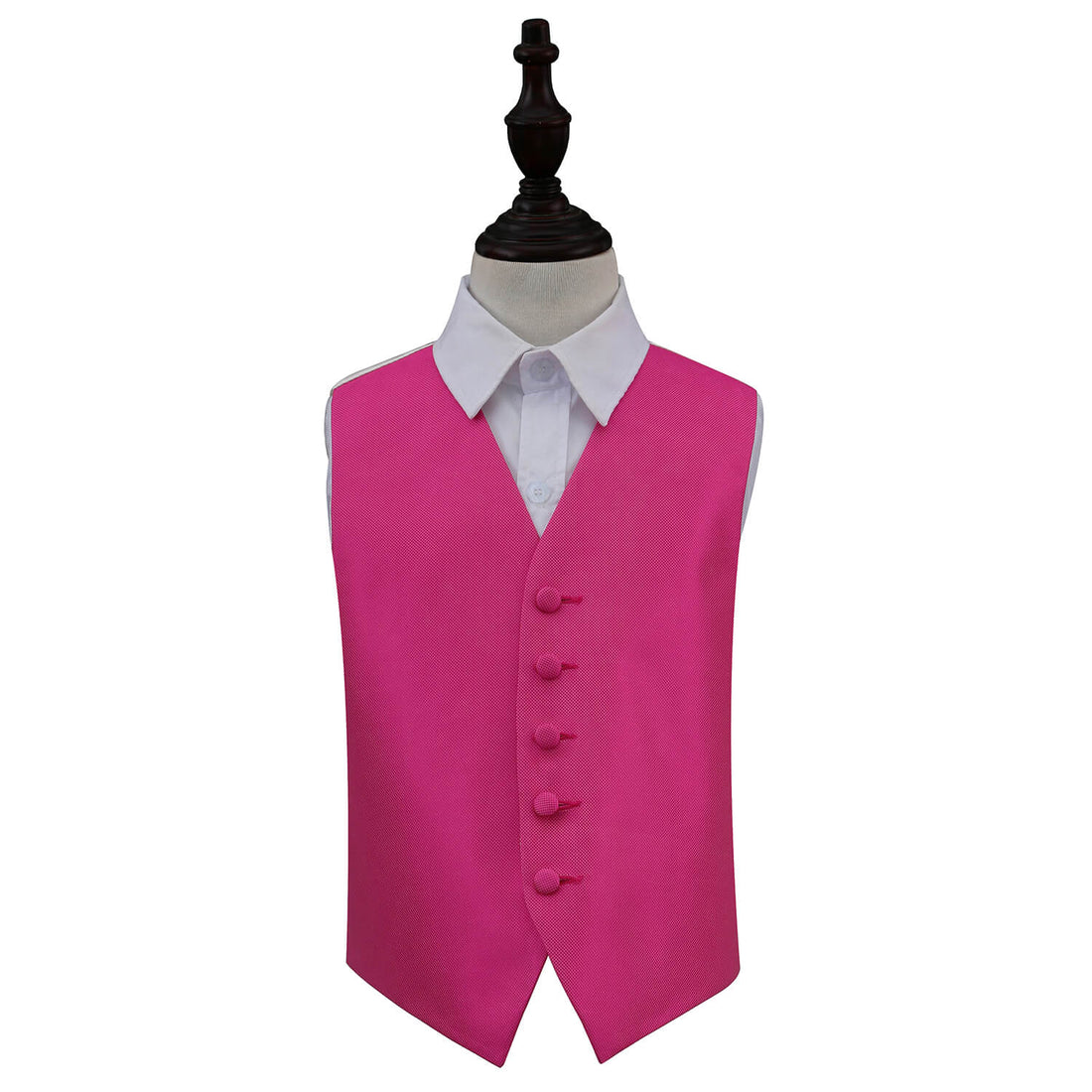 Solid Check Waistcoat - Boys - Fuchsia Pink, 22&