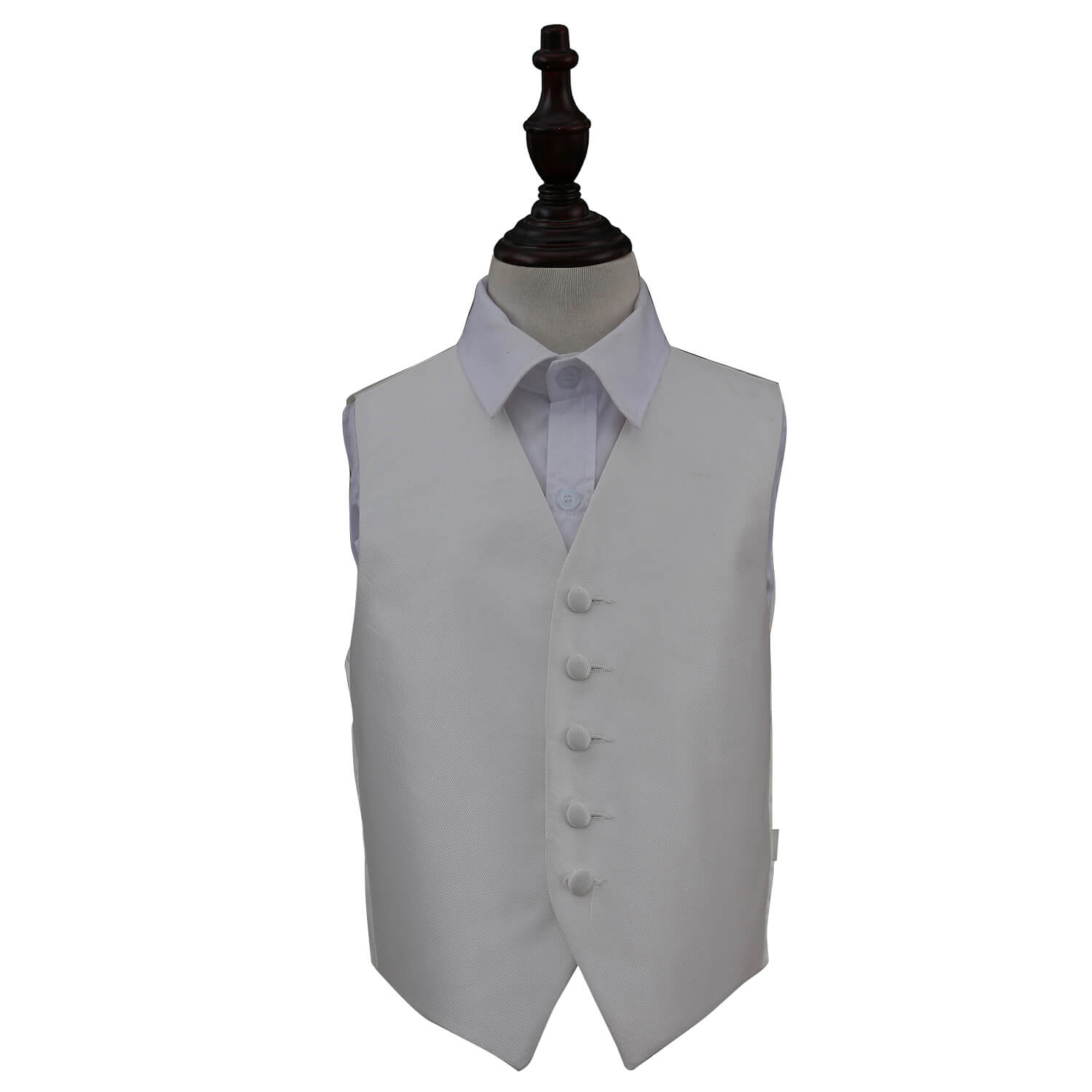 Solid Check Waistcoat - Boys - Ivory, 26&