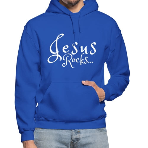 Mens Hoodie - Pullover Hooded Sweatshirt - Graphic/jesus Rocks