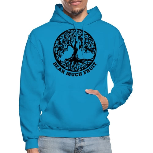 Mens Hoodie - Pullover Sweatshirt - Black Graphic/bear Much Fruit