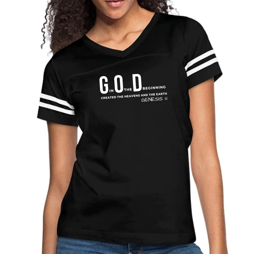 Womens Vintage Sport Graphic T-shirt, God in the Beginning Print